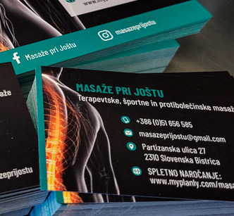 Tisk vizitk za masaže pri Joštu